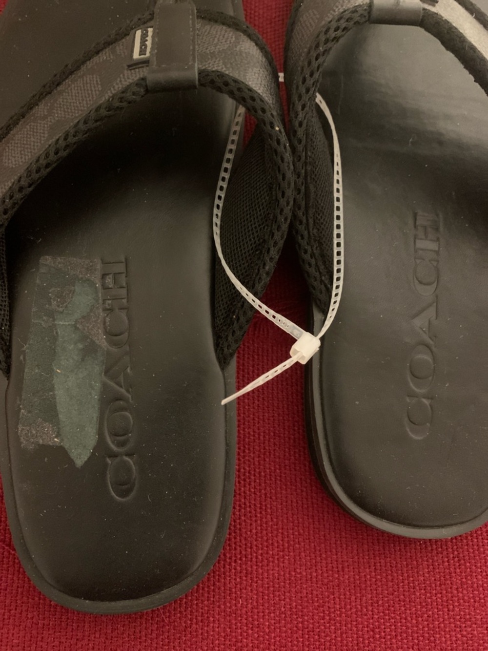Coach Black Signature Jacquard Thong Sandals - Picture 2 of 5
